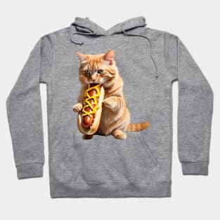 Funny junk food lover foodie hot dog hungry Cat Hoodie